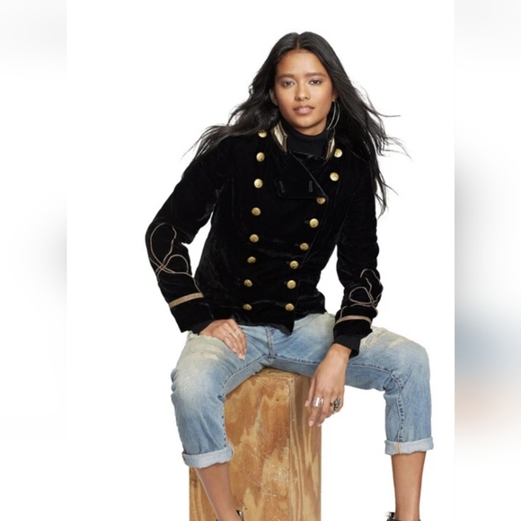 Denim & Supply Ralph Lauren Jackets & Blazers - Ralph Lauren Band Jacket Military Polo Black Velvet Coat Victorian Size M